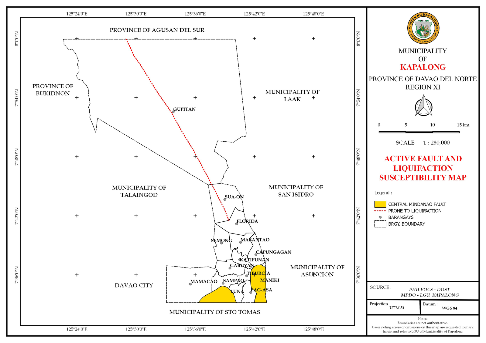 Active fault and liquefaction susceptibility map